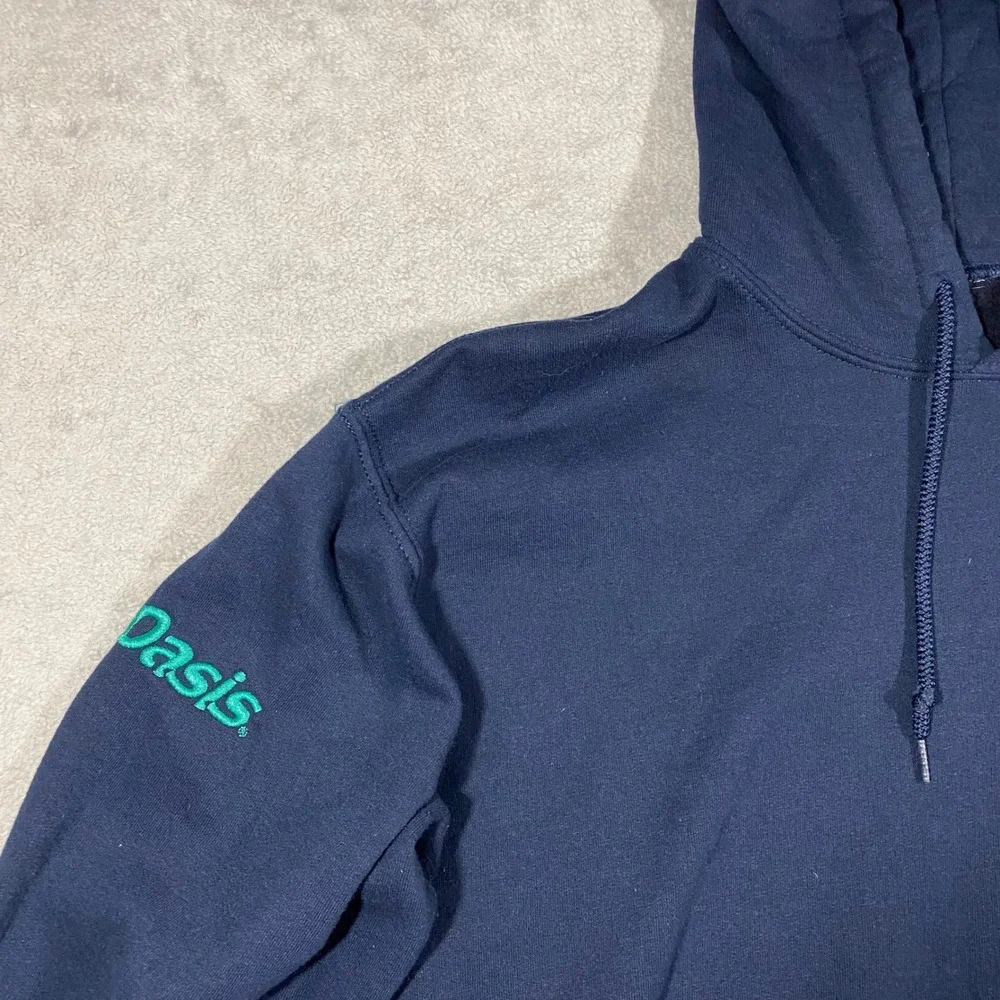 Gildan Mid-State Supply Hoodie‎ Mens Medium Blue Oasis Logo Pullover Sweatshirt
